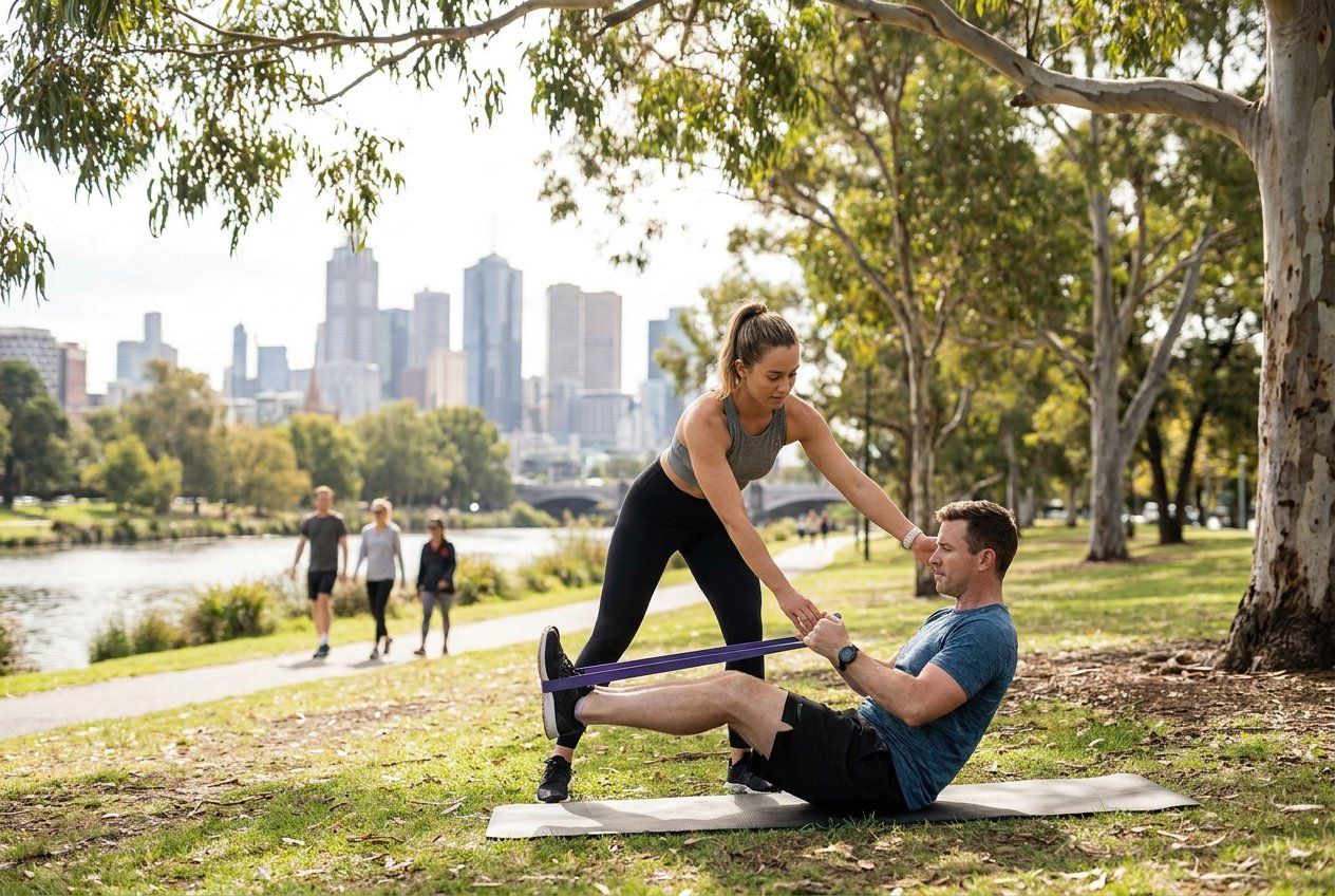 mobile personal trainer melbourne one-on-one session in progress