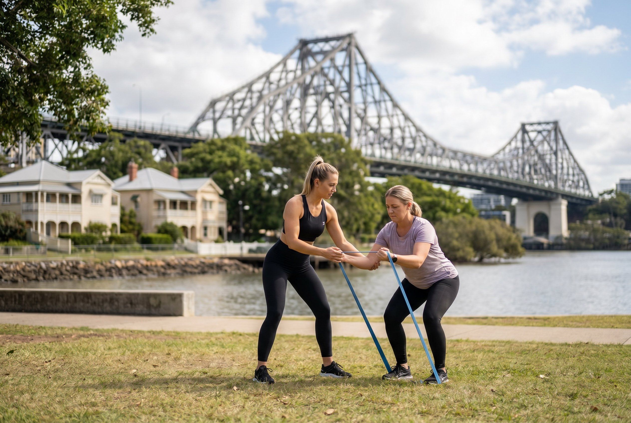 mobile personal trainer brisbane one-on-one session in progress
